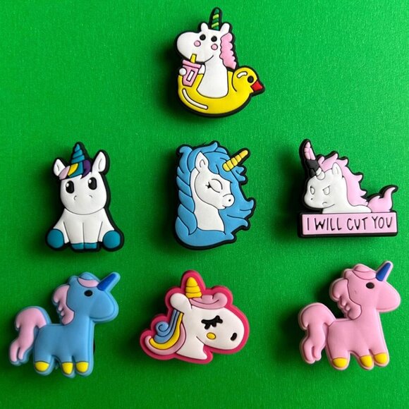 Unicorn Crocs Shoe Charms Set of 7 - jibbitz Charms - Picture 1 of 3